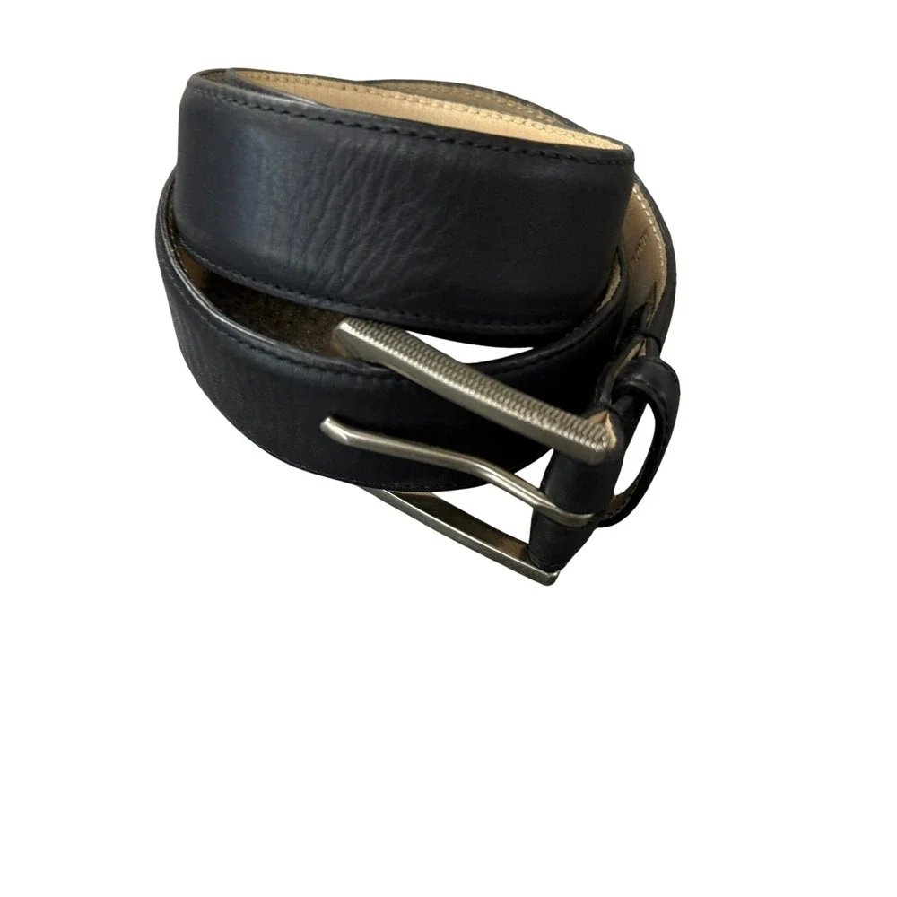 John Varvatos Belt Mens 34 Black Good Leather Textured Buckle USA 4410250